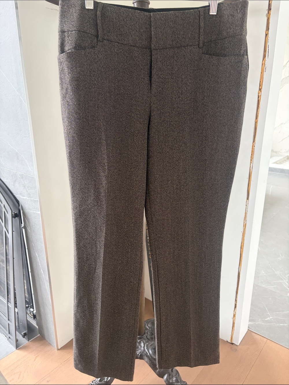 Classic Straight-Leg Dress Pants in Dark Charcoal Brown